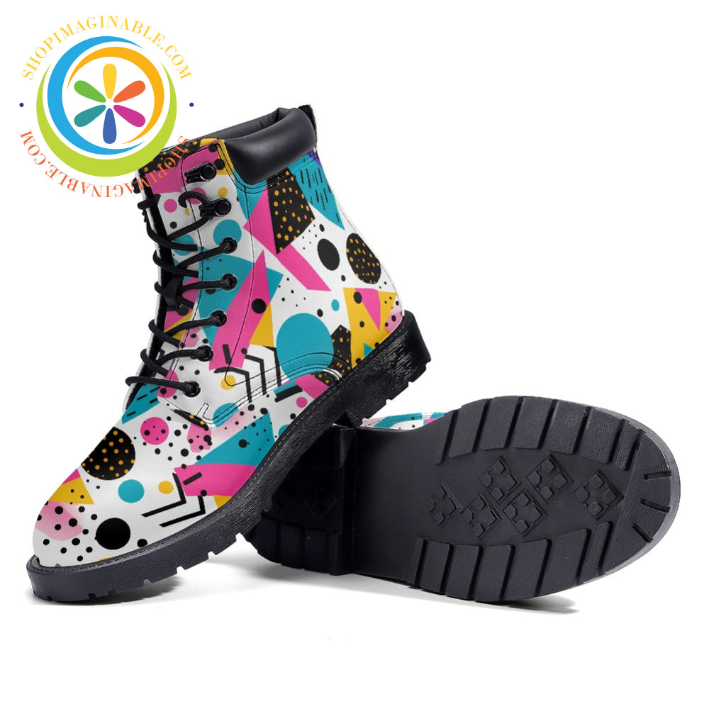 Abstract Pattern Burst - Leather Martin Boots