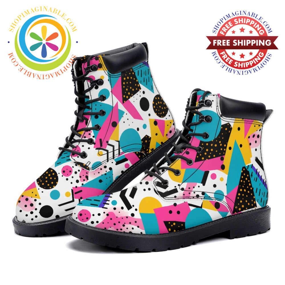 Abstract Pattern Burst - Leather Martin Boots white / 36
