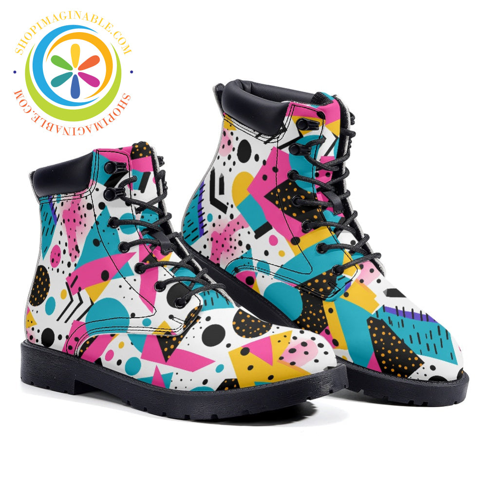 Abstract Pattern Burst - Leather Martin Boots