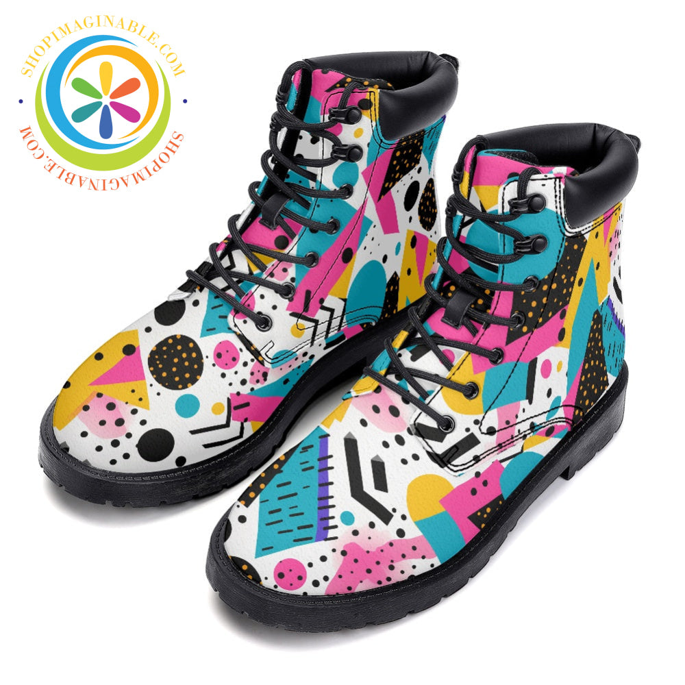 Abstract Pattern Burst - Leather Martin Boots