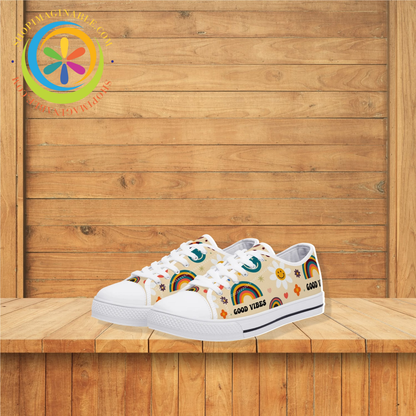 Just Good Vibes Ladies Low Top Canvas Shoes