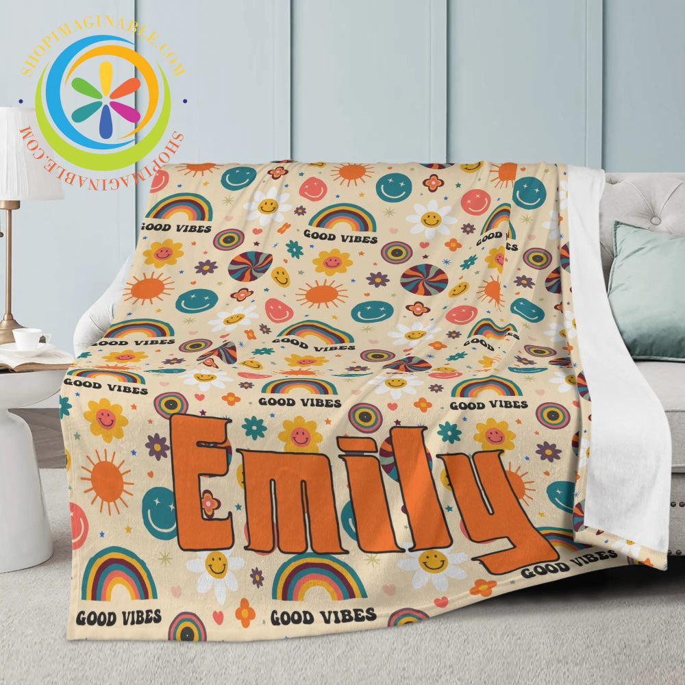 Just Good Vibes Personalized Soft Premium Fleece Blanket