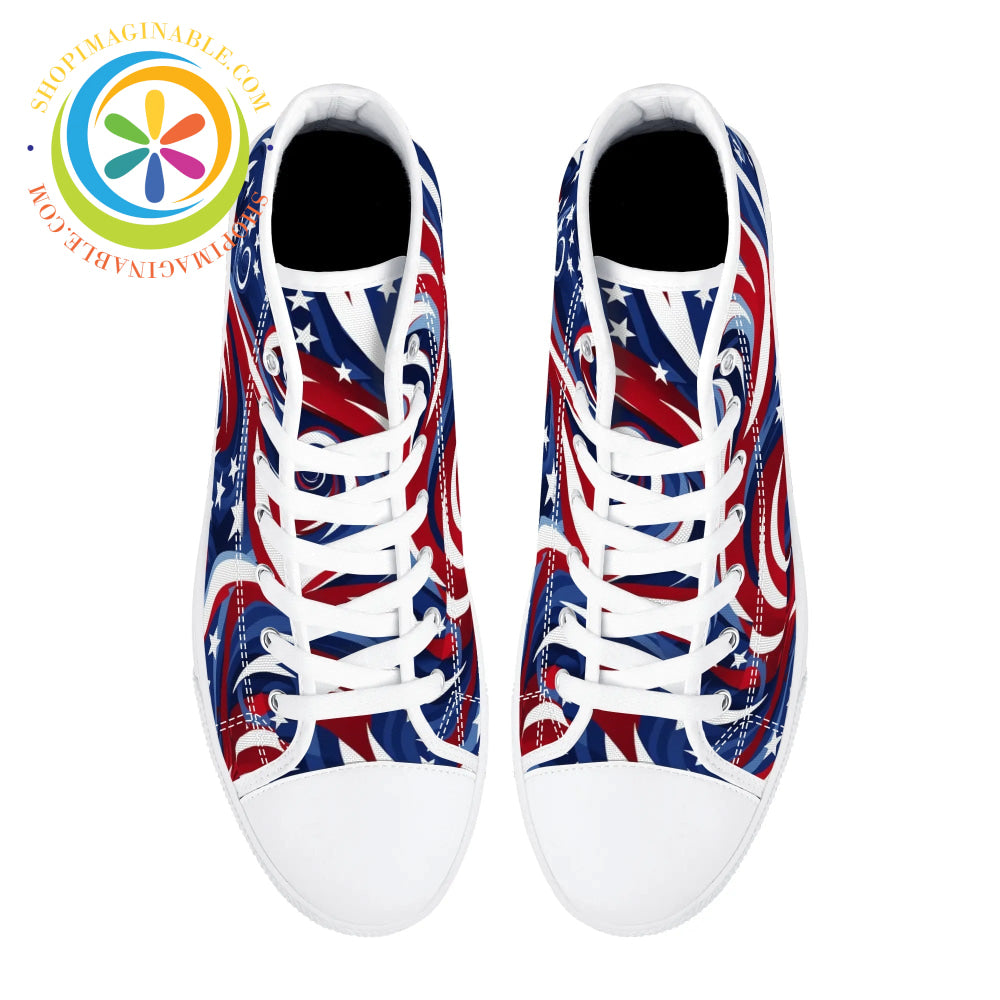 Let Freedom Ring! Ladies High Top Canvas Shoes