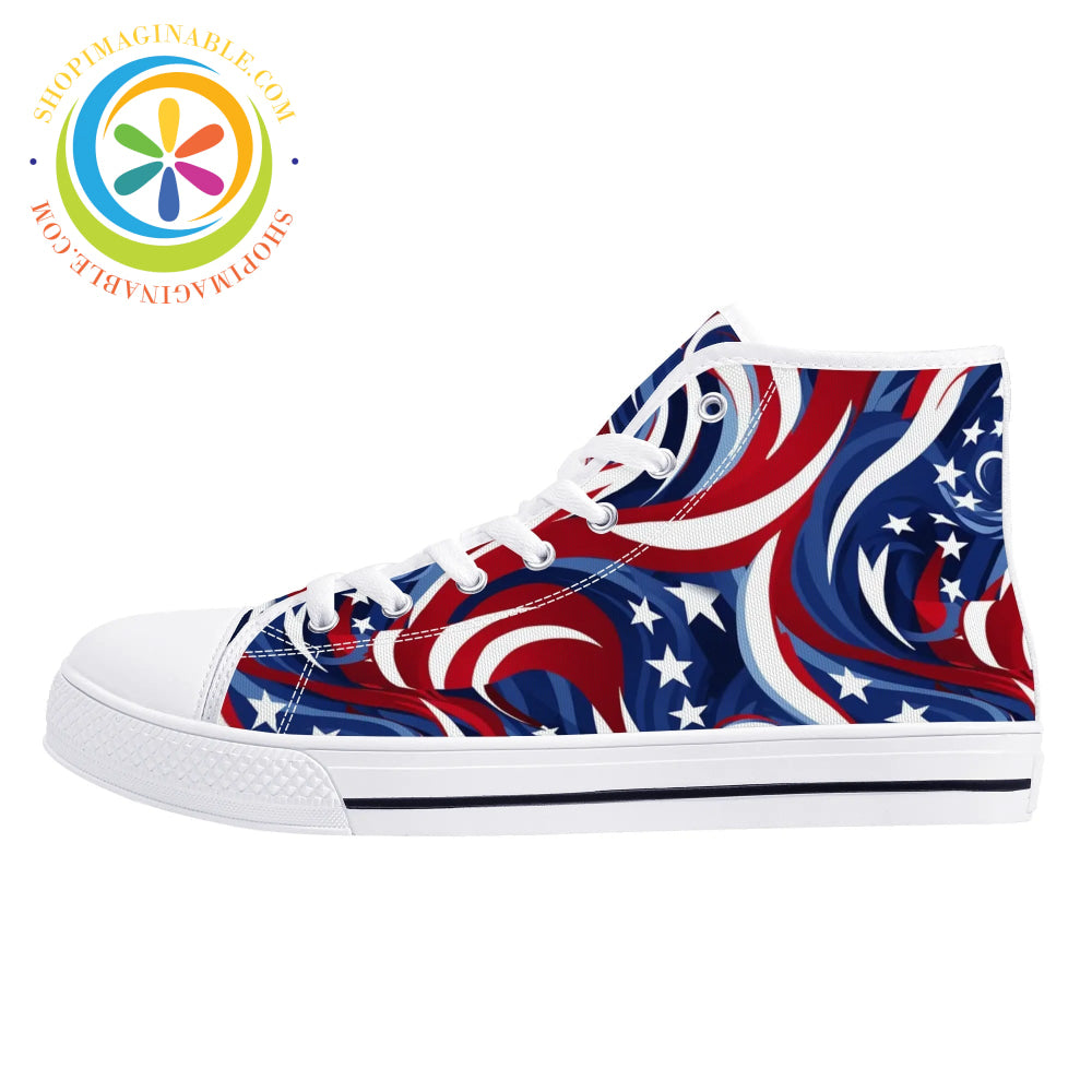 Let Freedom Ring! Ladies High Top Canvas Shoes