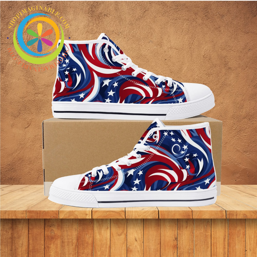 Let Freedom Ring! Ladies High Top Canvas Shoes