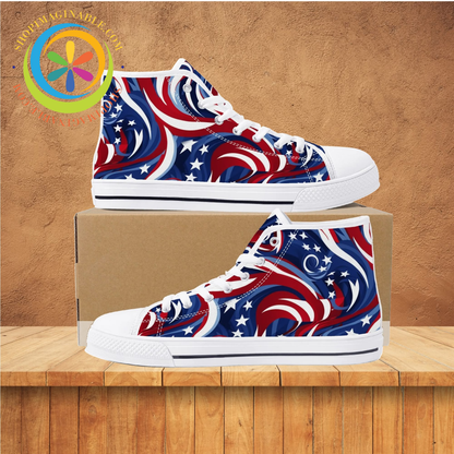 Let Freedom Ring! Ladies High Top Canvas Shoes