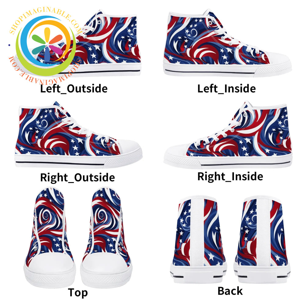 Let Freedom Ring! Ladies High Top Canvas Shoes