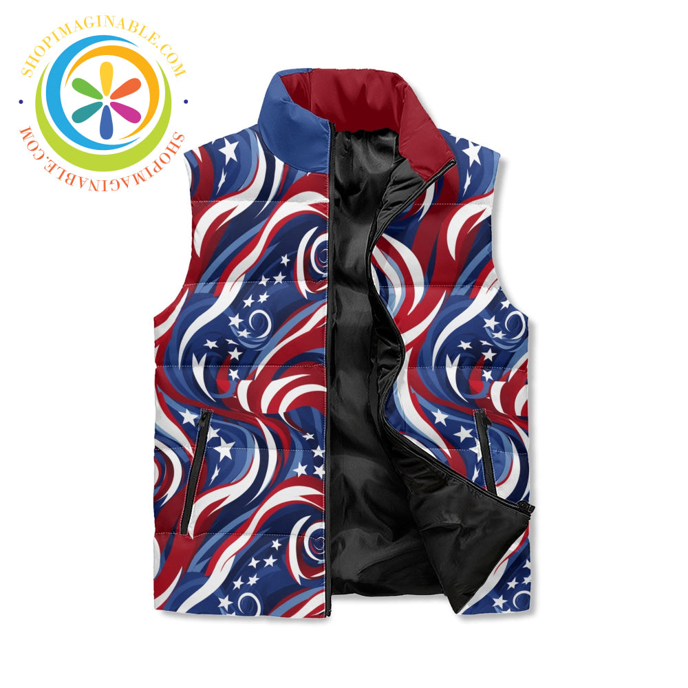 Let Freedom Ring! Unisex Zip Up Puffer Vest