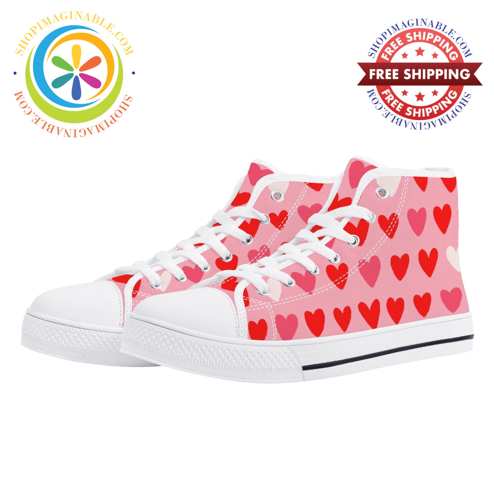 Listen To Your Heart Ladies High Top Canvas Shoes White / Us12 (Eu44)