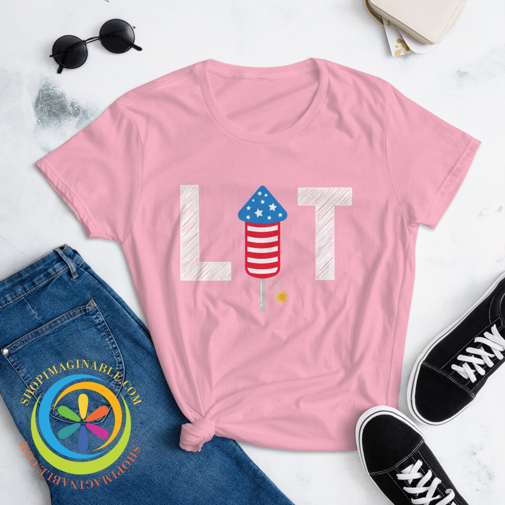 Lit Fireworks Fire Cracker July 4Th Usa Ladies T-Shirt T-Shirt