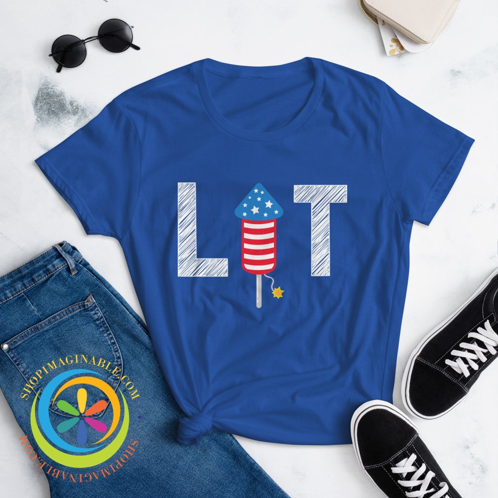 Lit Fireworks Fire Cracker July 4Th Usa Ladies T-Shirt T-Shirt