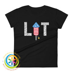 Lit Fireworks Fire Cracker July 4Th Usa Ladies T-Shirt Black / S T-Shirt