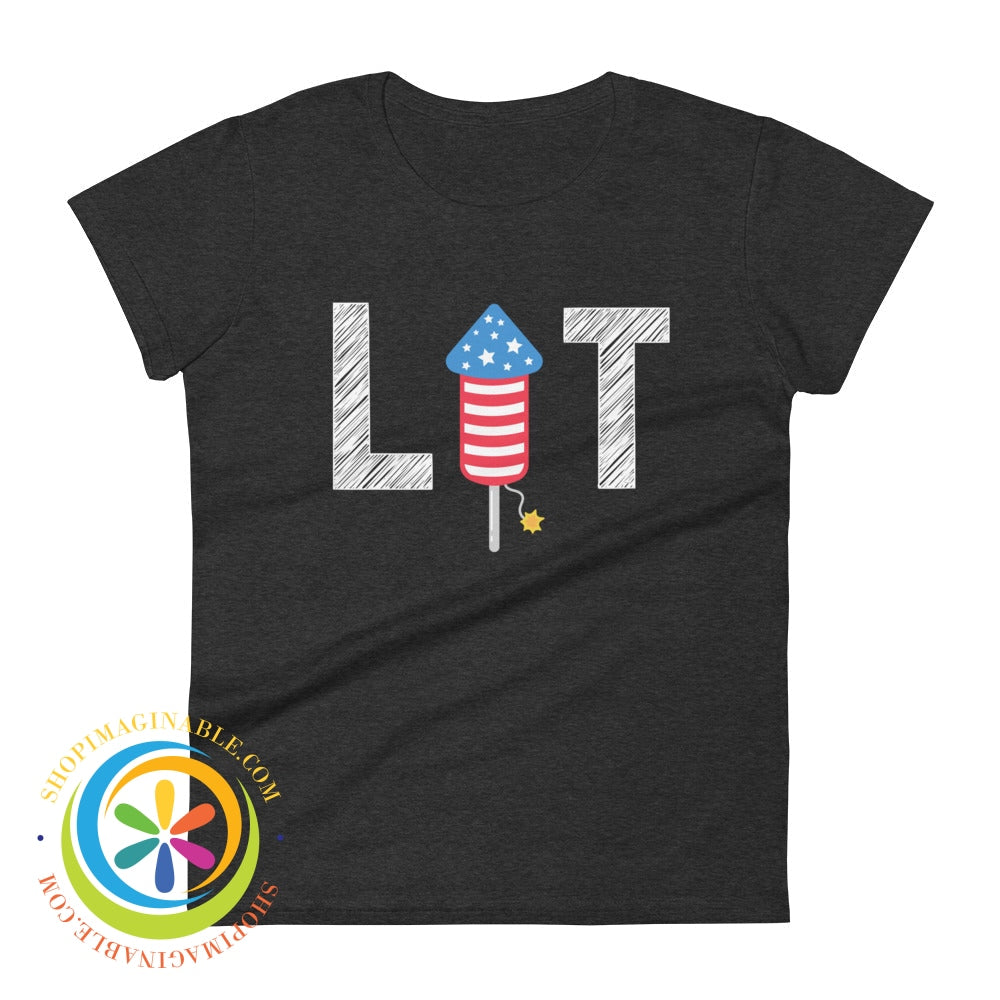 Lit Fireworks Fire Cracker July 4Th Usa Ladies T-Shirt Heather Dark Grey / S T-Shirt