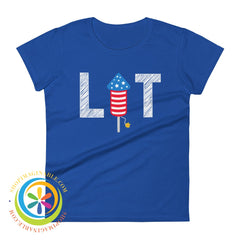 Lit Fireworks Fire Cracker July 4Th Usa Ladies T-Shirt Royal Blue / S T-Shirt