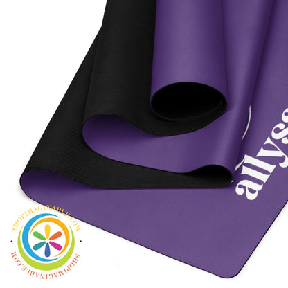 Lotus Flower And Name Yoga Mat - Choose Your Colors