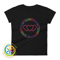 Love Hearts Cute Ladies T-Shirt Black / S T-Shirt