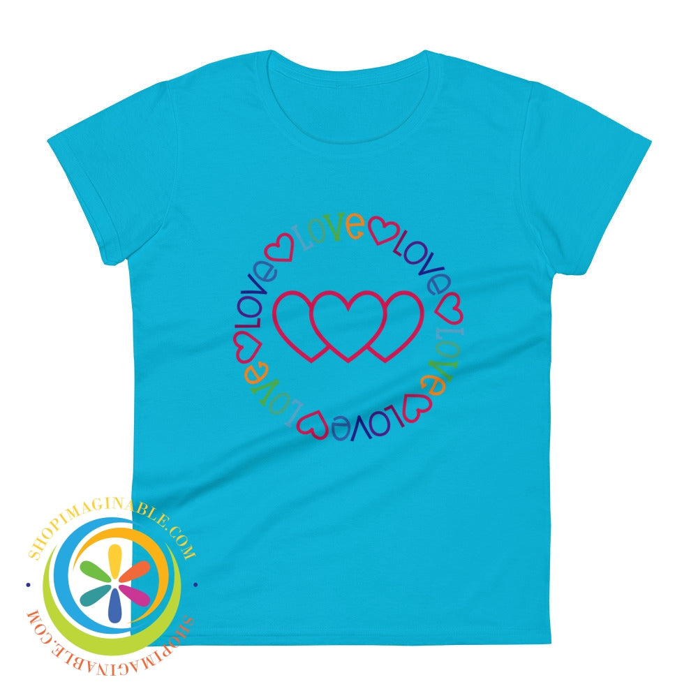 Love Hearts Cute Ladies T-Shirt Caribbean Blue / S T-Shirt