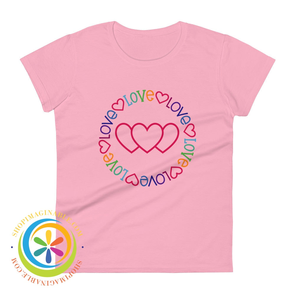 Love Hearts Cute Ladies T-Shirt Charity Pink / S T-Shirt
