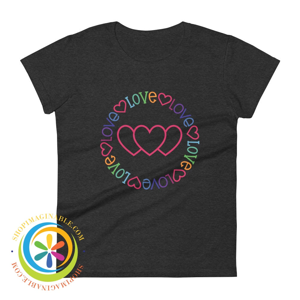 Love Hearts Cute Ladies T-Shirt Heather Dark Grey / S T-Shirt