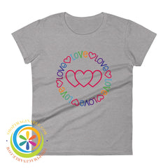 Love Hearts Cute Ladies T-Shirt Heather Grey / S T-Shirt