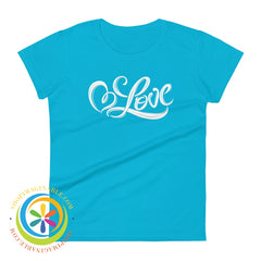Love Script Womens T-Shirt Caribbean Blue / S T-Shirt