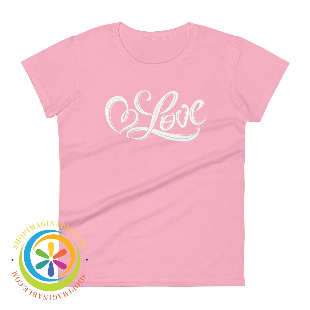 Love Script Womens T-Shirt Charity Pink / S T-Shirt