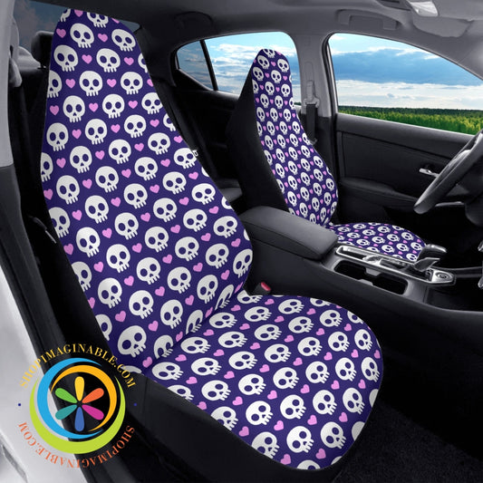 Love Skulls Purple Car Seat Covers Cover