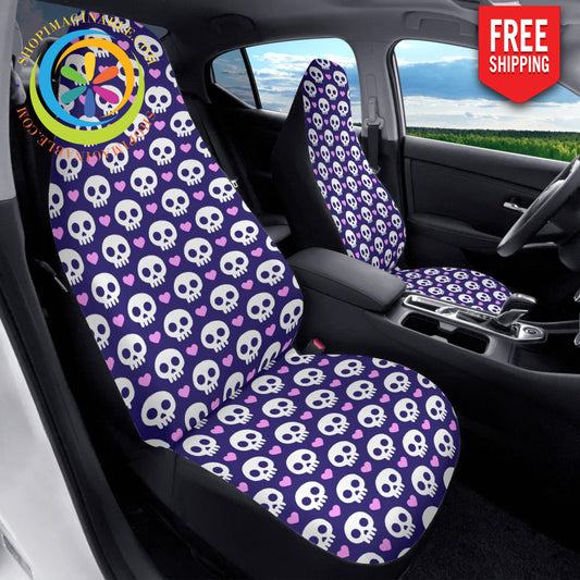 Love Skulls Purple Car Seat Covers Cover