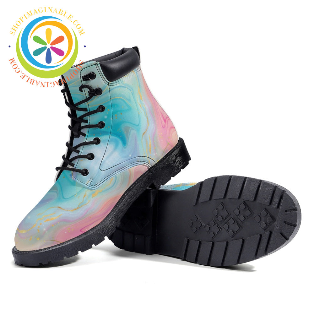 Marbled Pastel - Leather Martin Boots