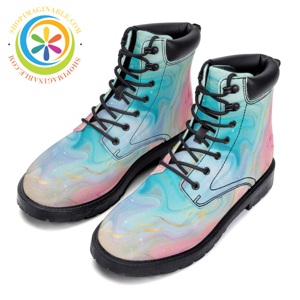Marbled Pastel - Leather Martin Boots