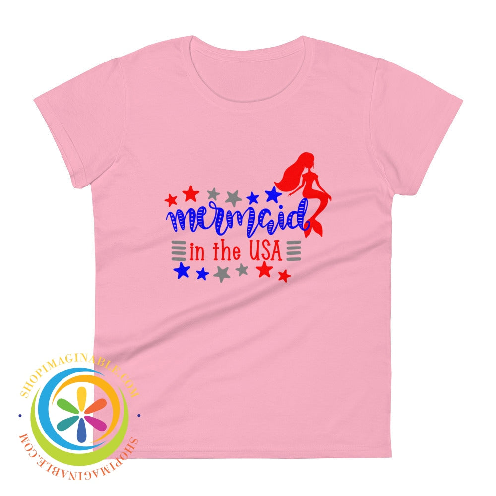 Mermaid In The Usa Ladies T-Shirt Charity Pink / S T-Shirt