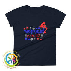 Mermaid In The Usa Ladies T-Shirt Navy / S T-Shirt