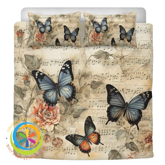 Musical Butterfly Bedding Set Black / Us Twin