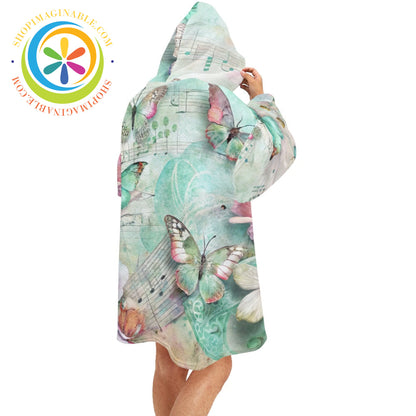 Musical Butterfly - Blanket Hoodie white / ONESIZE