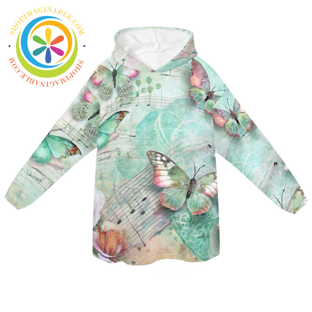 Musical Butterfly - Blanket Hoodie white / ONESIZE
