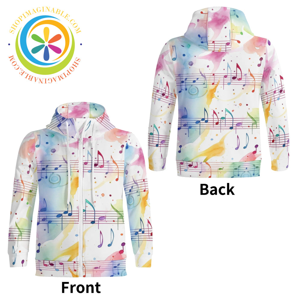 Musical Melody Full Zip Turtleneck Hoodie Streetwear