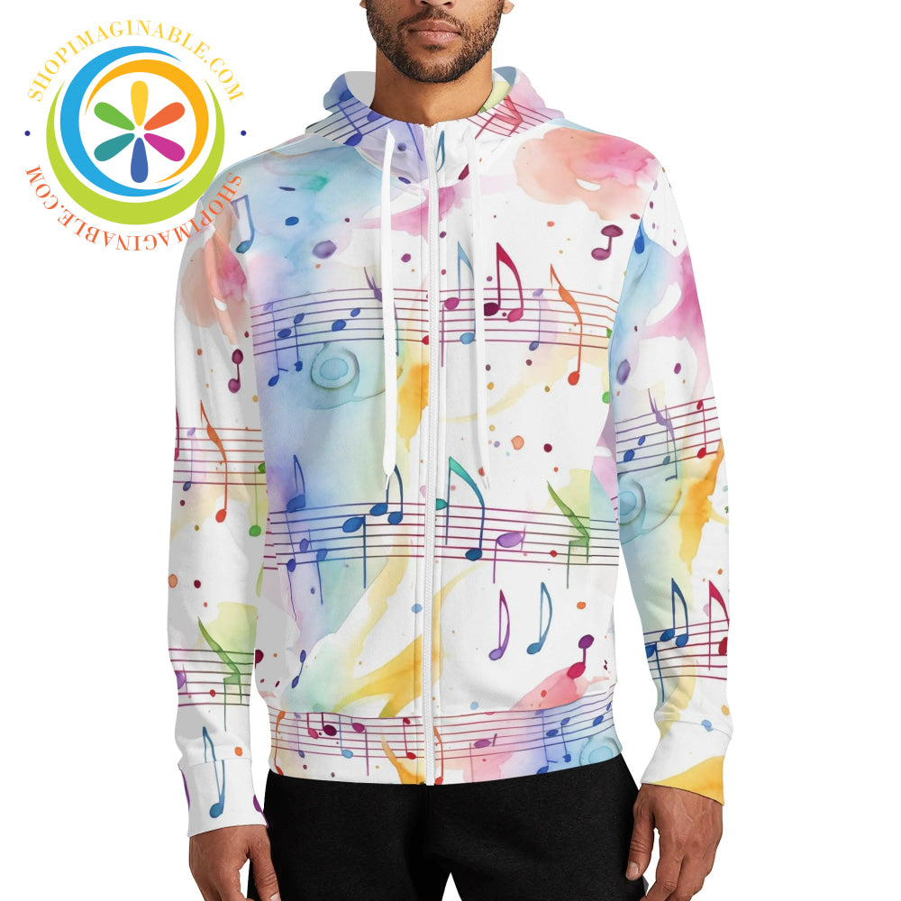 Musical Melody Full Zip Turtleneck Hoodie Streetwear