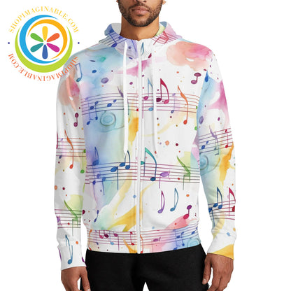 Musical Melody Full Zip Turtleneck Hoodie Streetwear