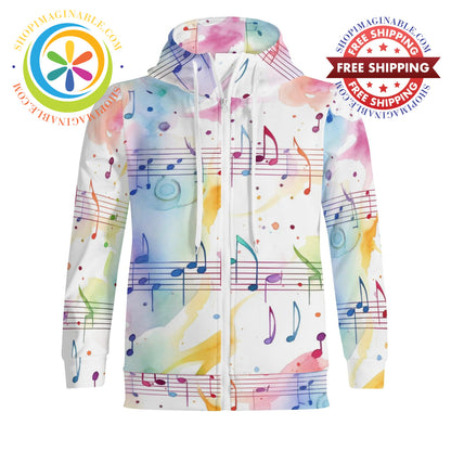 Musical Melody Full Zip Turtleneck Hoodie Streetwear S