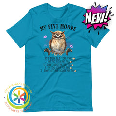 My 5 Moods - Wise Owl Funny Unisex T-Shirt Aqua / S