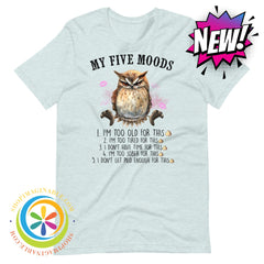 My 5 Moods - Wise Owl Funny Unisex T-Shirt Heather Prism Ice Blue / Xs