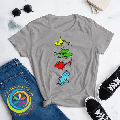 One Fish Two Red Blue Ladies T-Shirt T-Shirt