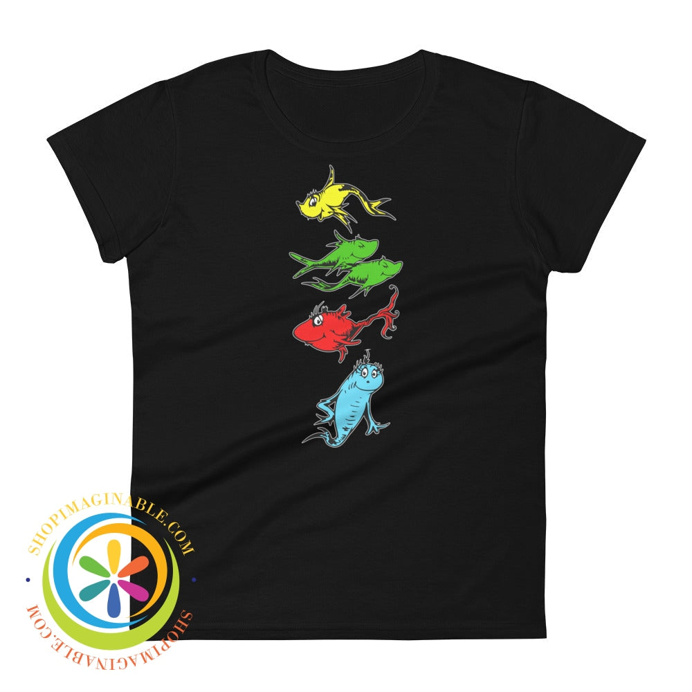 One Fish Two Red Blue Ladies T-Shirt Black / S T-Shirt