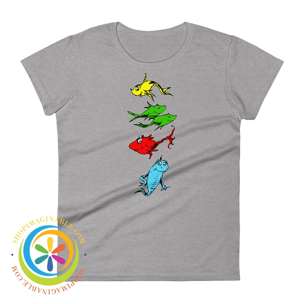 One Fish Two Red Blue Ladies T-Shirt Heather Grey / S T-Shirt