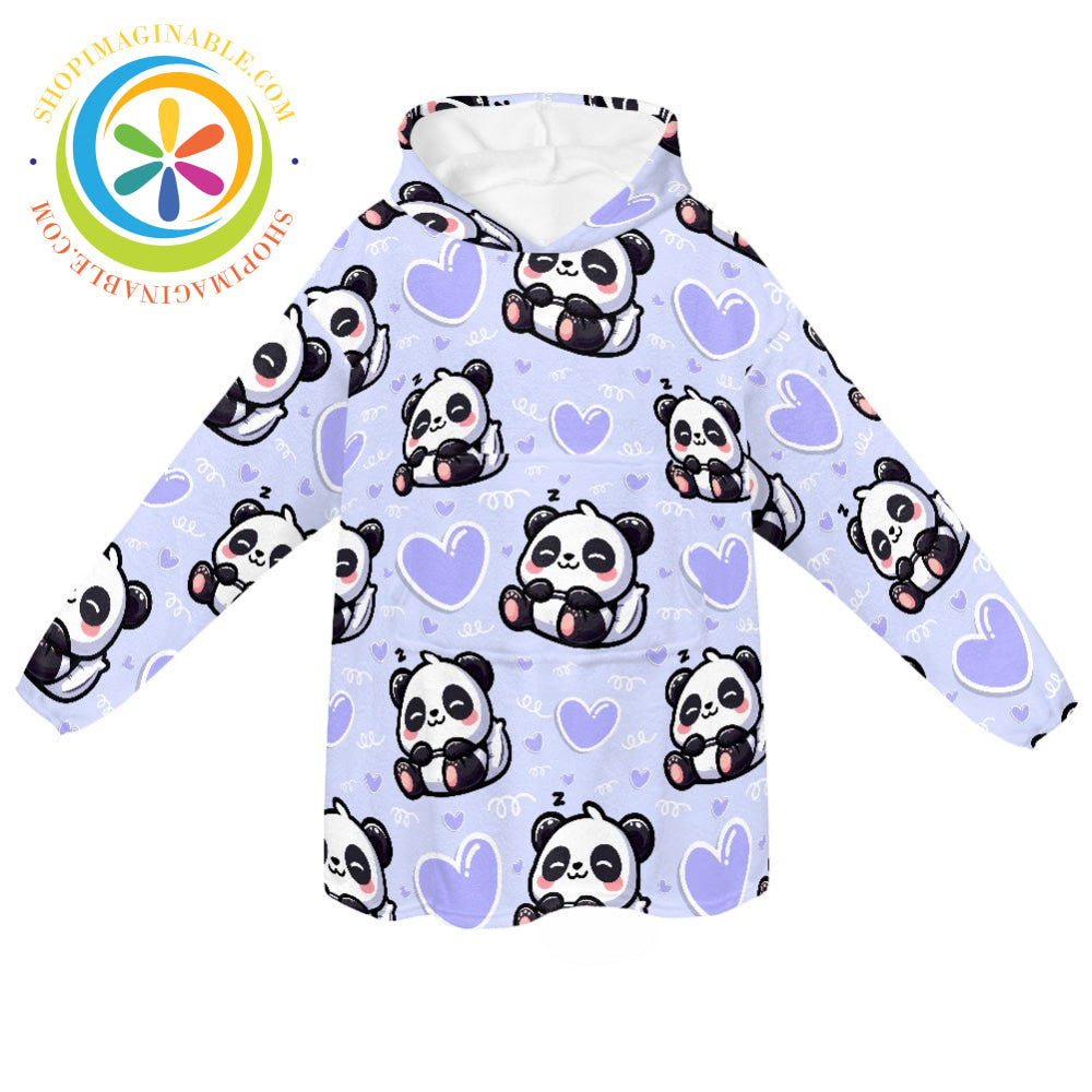 Panda Slumber - Blanket Hoodie white / ONESIZE