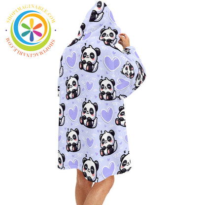 Panda Slumber - Blanket Hoodie white / ONESIZE