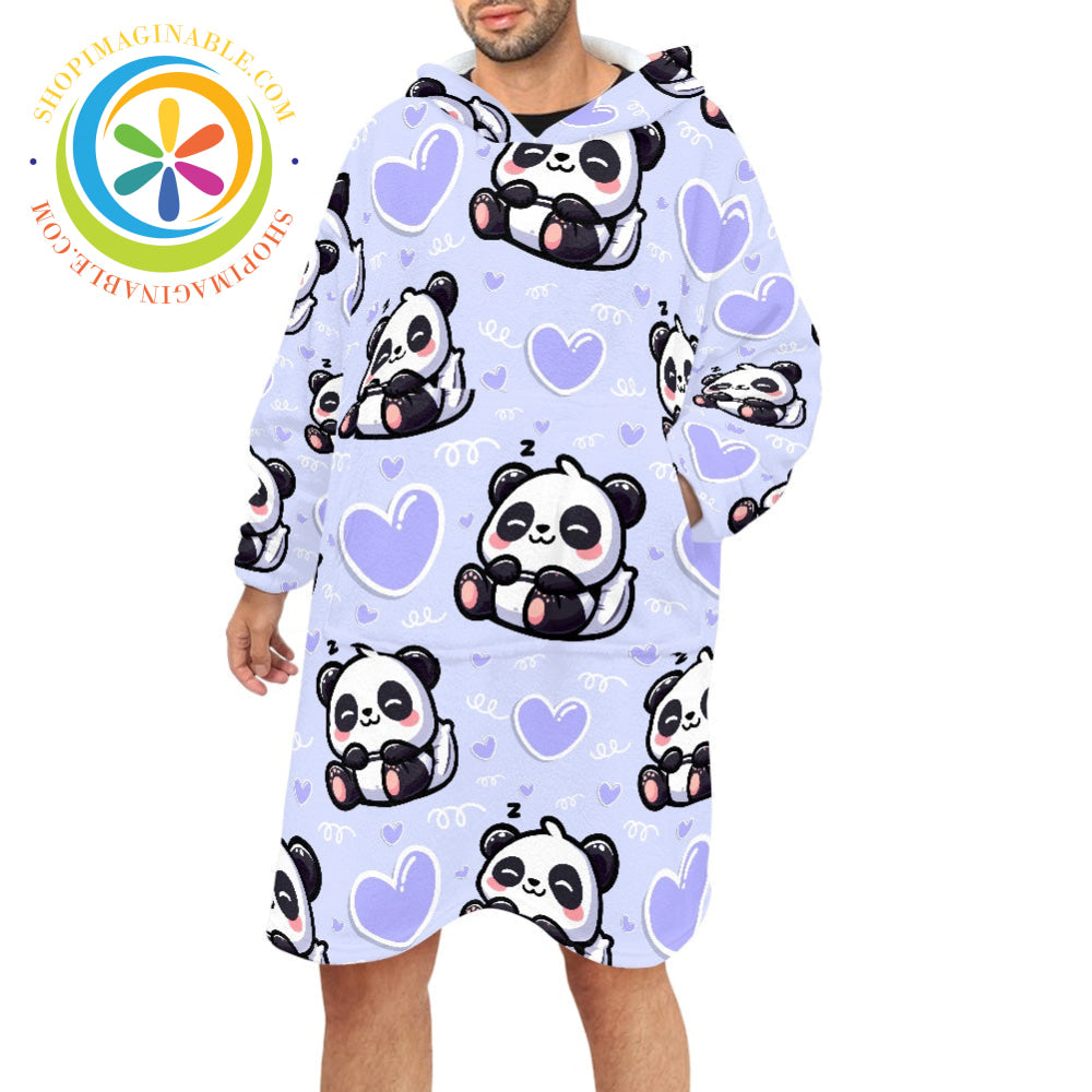 Panda Slumber - Blanket Hoodie white / ONESIZE