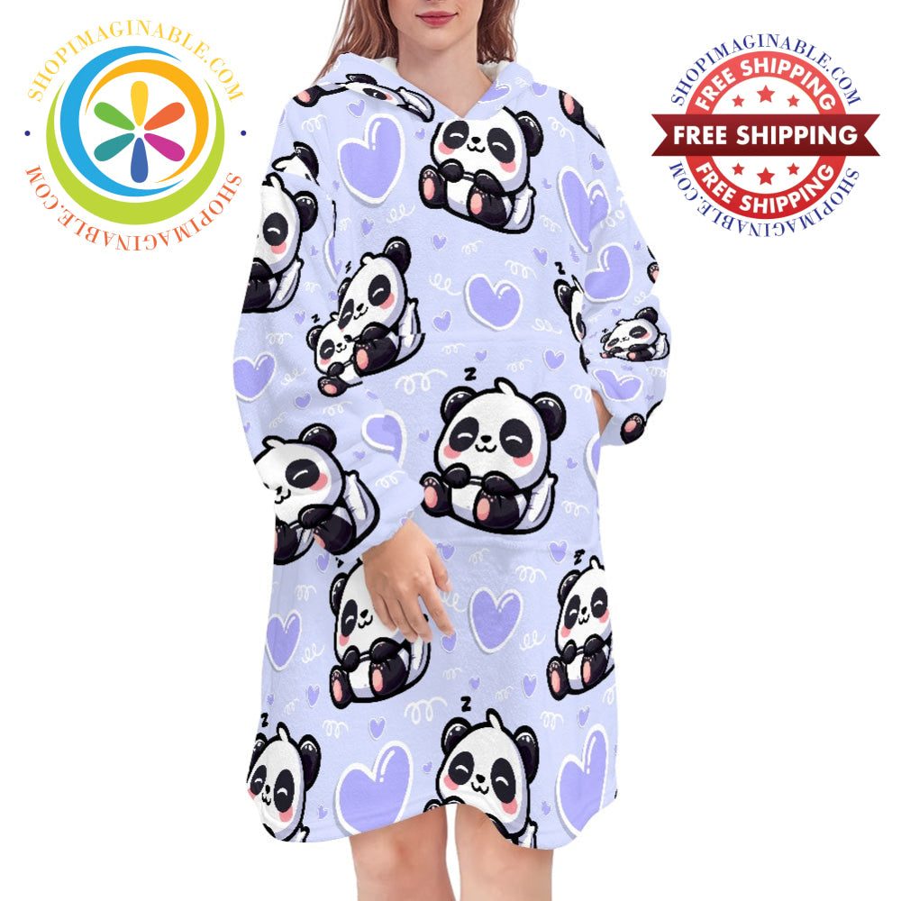 Panda Slumber - Blanket Hoodie white / ONESIZE