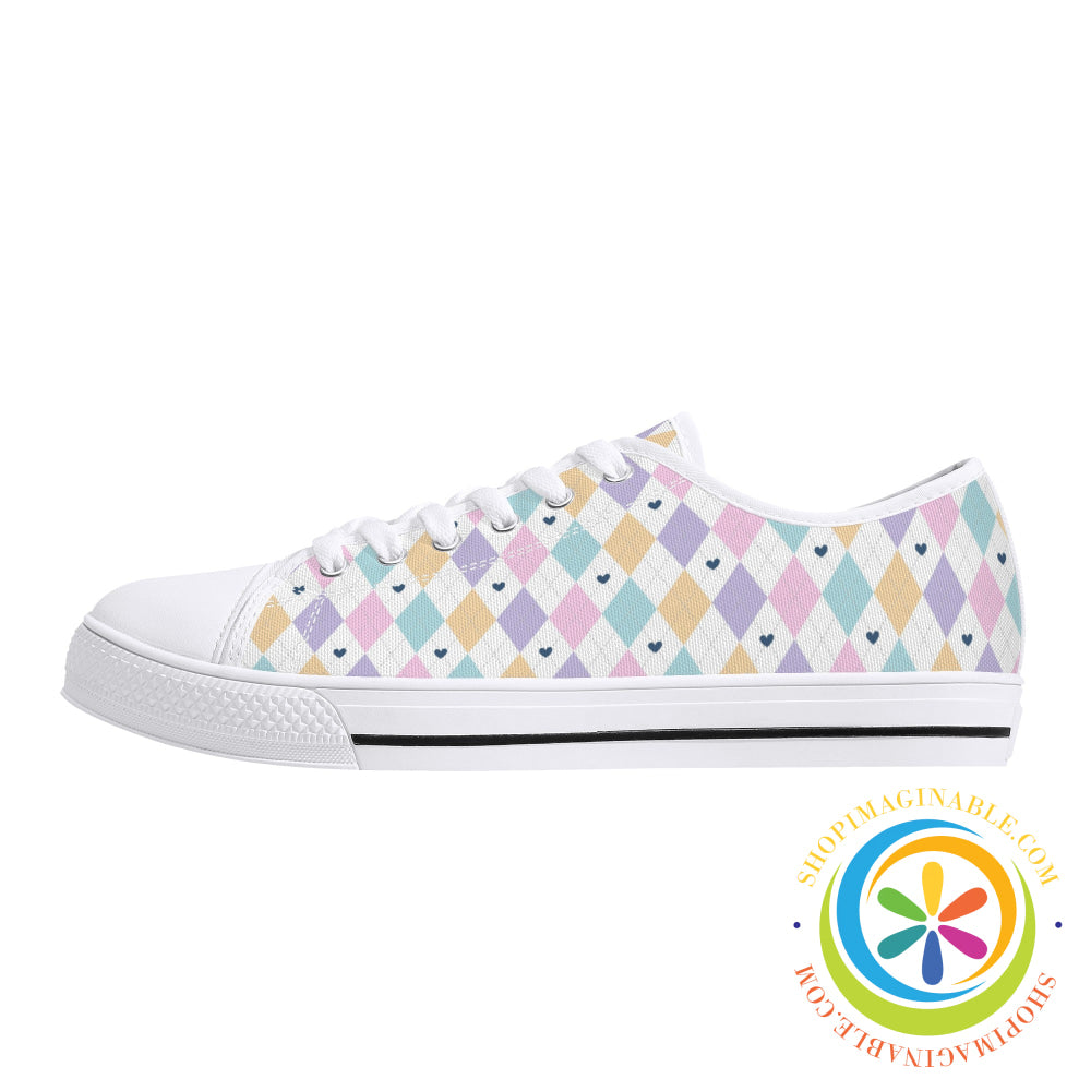 Pastel Diamond Love Ladies Low Top Canvas Shoes