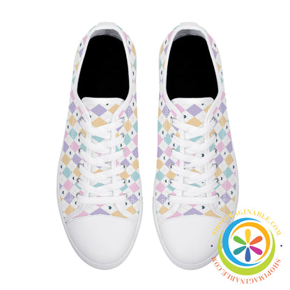 Pastel Diamond Love Ladies Low Top Canvas Shoes